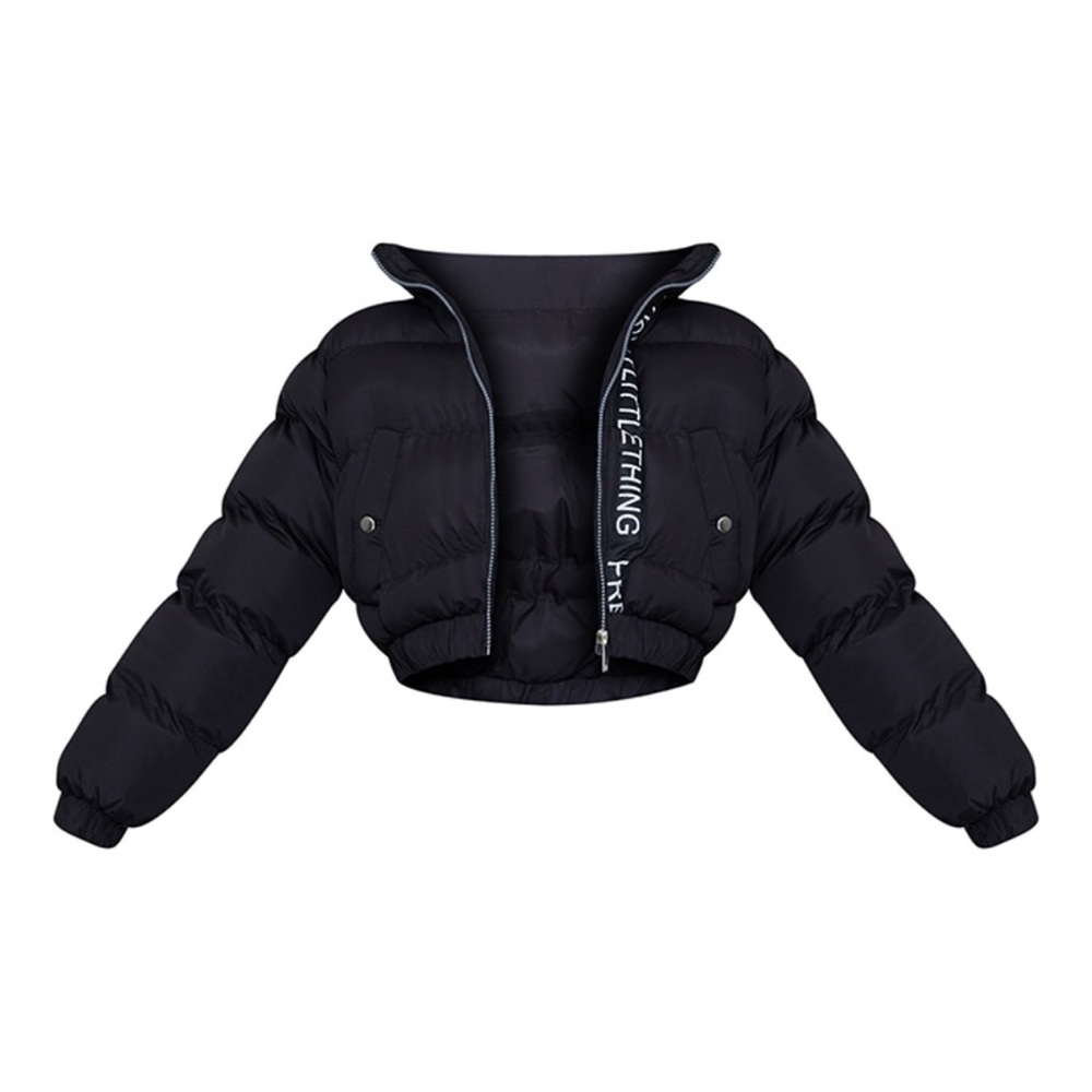 BLACK CROPPED PUFFER JACKET
